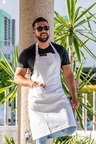 Mandil Parrillero,Delantal de Cocina para hombres y mujeres con bolsillos  grandes,Mandiles de Cocina de Adjustable en Piel,Para